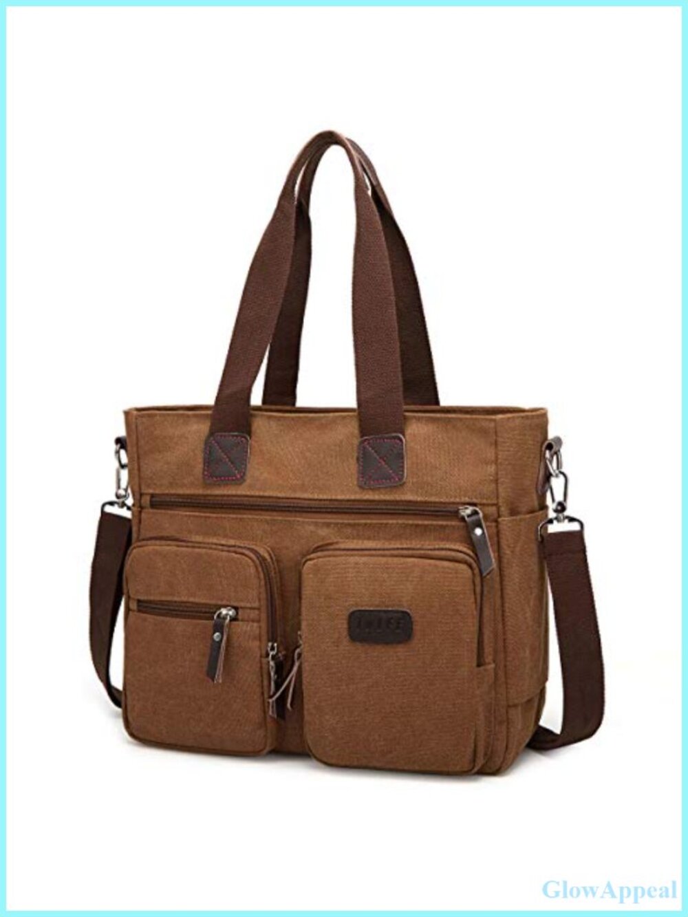Canvas Satchel Handbag Top Zip Multi Pocket Detachable Strap Tote Travel Work